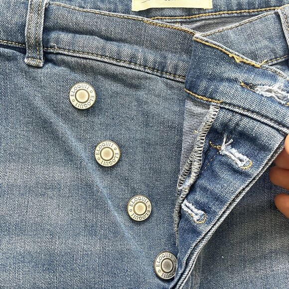 Eloquii Relaxed Jean with Overlap Waistband Light Wash Blue - Picture 6 of 14